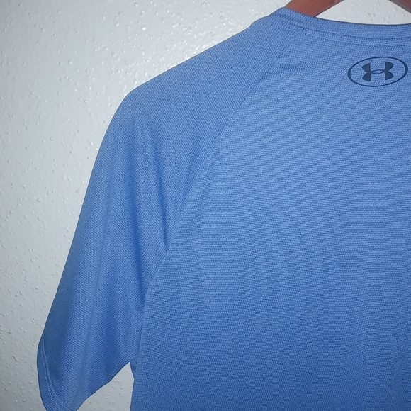 Under Armor L Tech Tee Mens Blue Short Sleeved Athletic Shirt - Picture 4 of 6